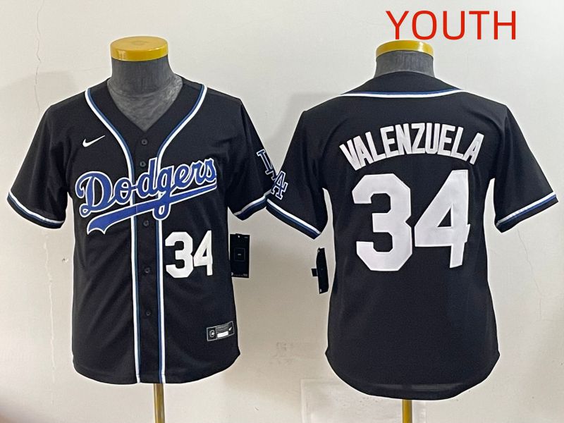 Youth 2025 Los Angeles Dodgers #34 Valenzuela Black Three generations Fashion Nike MLB Jersey style 2